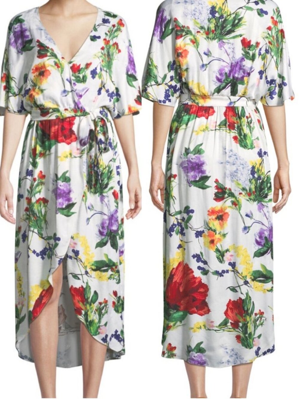 Alice + Olivia Clarine Wildflower Print Wrap Dress Sz 8 - Picture 2 of 16